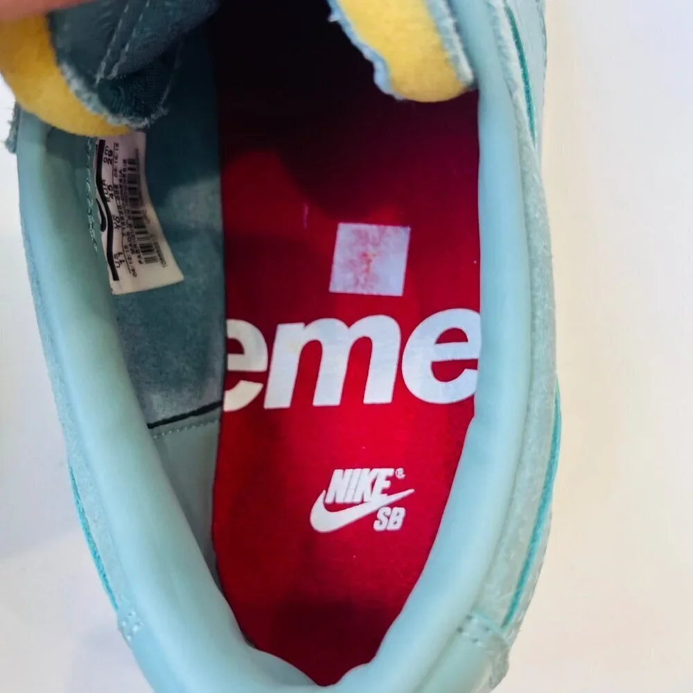 Nike x Supreme Blazer Low GT suede sneakers , blue/teal, Size 11 - Picture 12 of 13